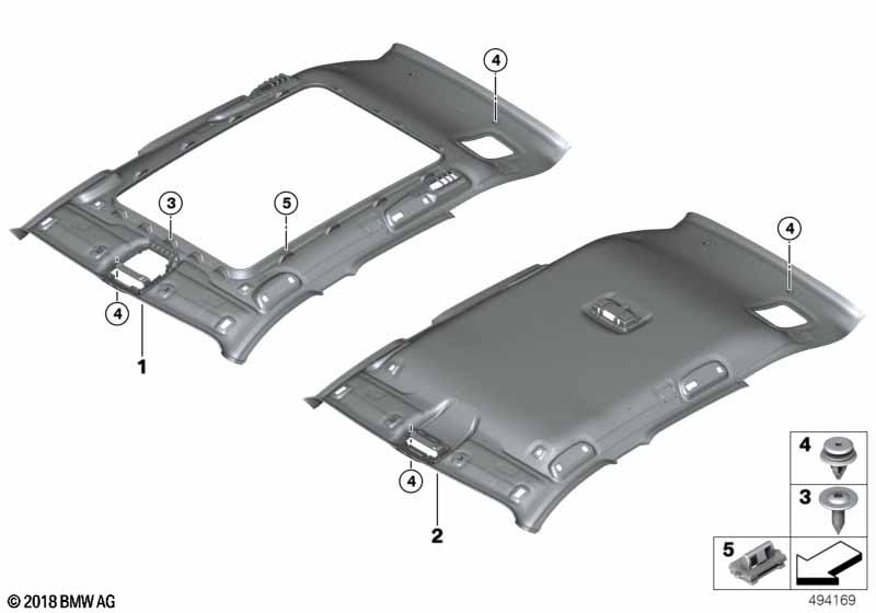 Genuine BMW 51449459399 Headlining ANTHRAZIT (Inc. X1) | ML Performance EU Car Parts