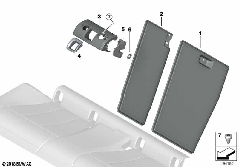 Seat, rear, seat trim covers