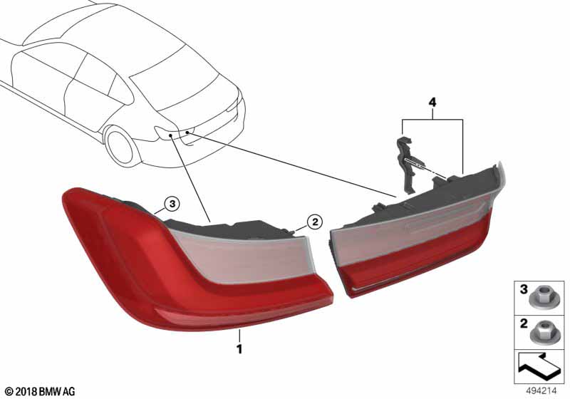 Genuine BMW 63217420456 G20 Rear Light In Trunk Lid, Right (Inc. M340i, M340iX & 330i) | ML Performance UK Car Parts