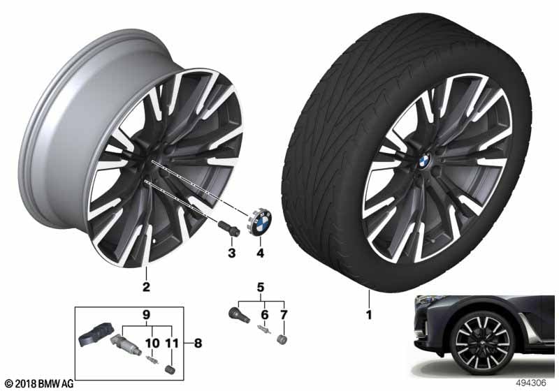 Genuine BMW 36116885143 G07 Disk Wheel, Light Alloy, In Orbitgrey 9,5JX22 ET:32 (Inc. X7 M50iX, X7 30dX & X7 M50dX) | ML Performance UK Car Parts