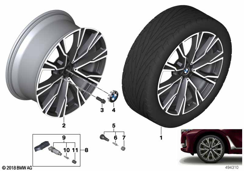 Genuine BMW 36118090109 G07 Disk Wheel, Light Alloy, In Orbitgrey 10,5JX22 ET:43 (Inc. X7) | ML Performance EU Car Parts