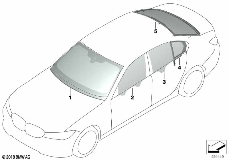 Genuine BMW 51357497105 G20 Side Window, Door, Left Rear SSG (Inc. M340iX, 320i 1.6 & 320d) | ML Performance UK Car Parts