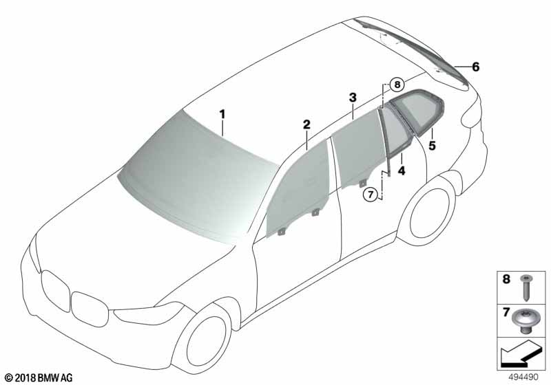 Genuine BMW 51357430935 G05 Side Window, Door, Left Rear (Inc. X5) | ML Performance EU Car Parts