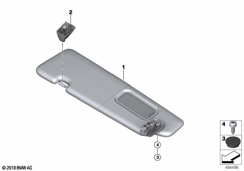 Genuine BMW 51167481764 F91 G14 Right Sun Visor SCHWARZ (Inc. 840iX, M850iX & M8) | ML Performance EU Car Parts