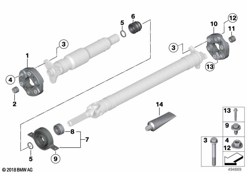Drive shaft, single components, 4-wheel