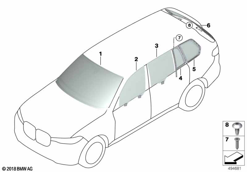 Genuine BMW 51377444116 G07 Side Window, Rigid, Rear Right SSG-VSG (Inc. X7) | ML Performance UK Car Parts