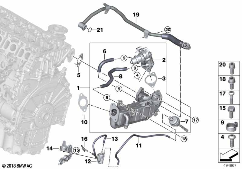 BMW T-CONNECTOR EGR Vacuum Lines 11721439973