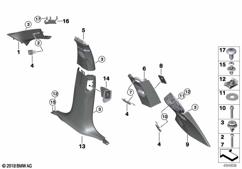Genuine BMW 51437479082 G07 Cover, B-Column Upper Right ELFENBEINWEISS (Inc. X7 40iX, X7 50iX & X7 30dX) | ML Performance UK Car Parts