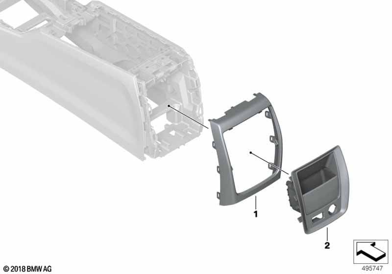 Mounting parts, center console