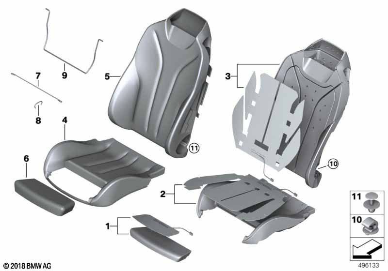 Genuine BMW 52107942909 Sports Seat Cover Leather Left OYSTER (Inc. 425d, 430i & 420i) | ML Performance UK Car Parts