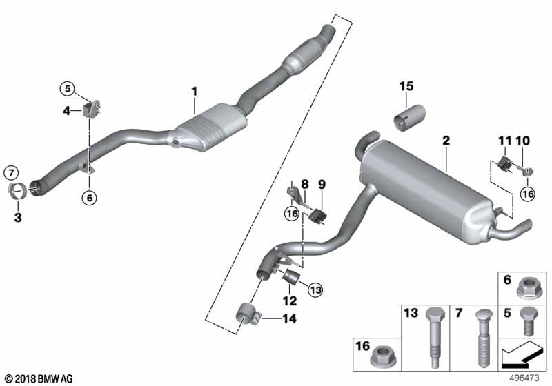 Exhaust system, rear