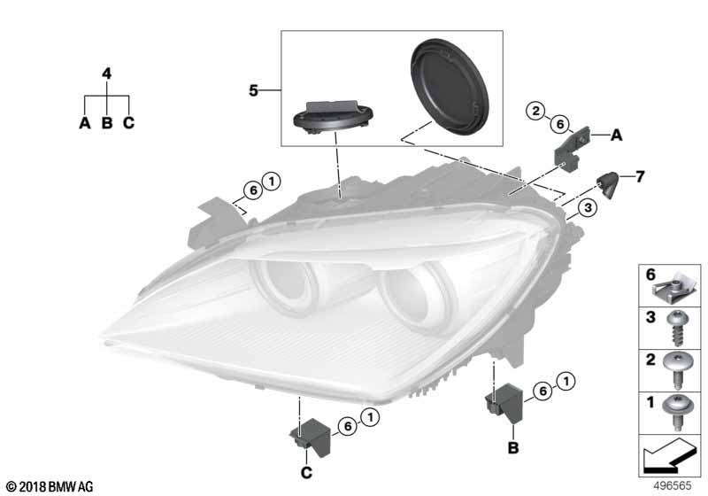 Single components for headlight