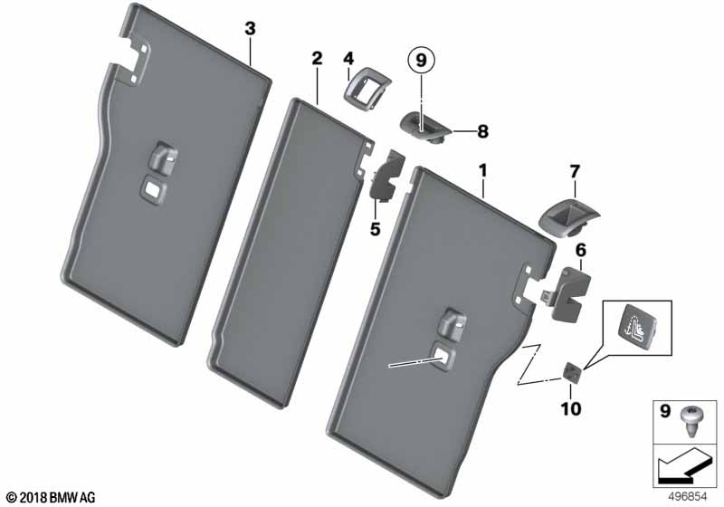 Seat, rear, seat trim covers