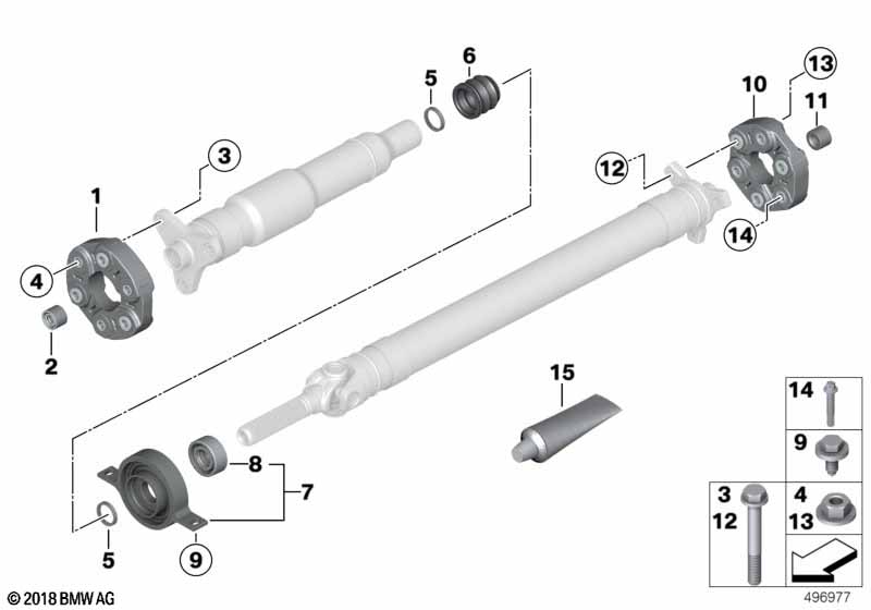 Drive shaft, single components, 4-wheel