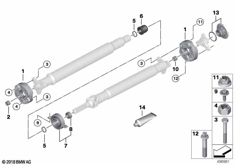 Hardy couplings/center bearing/inner nut