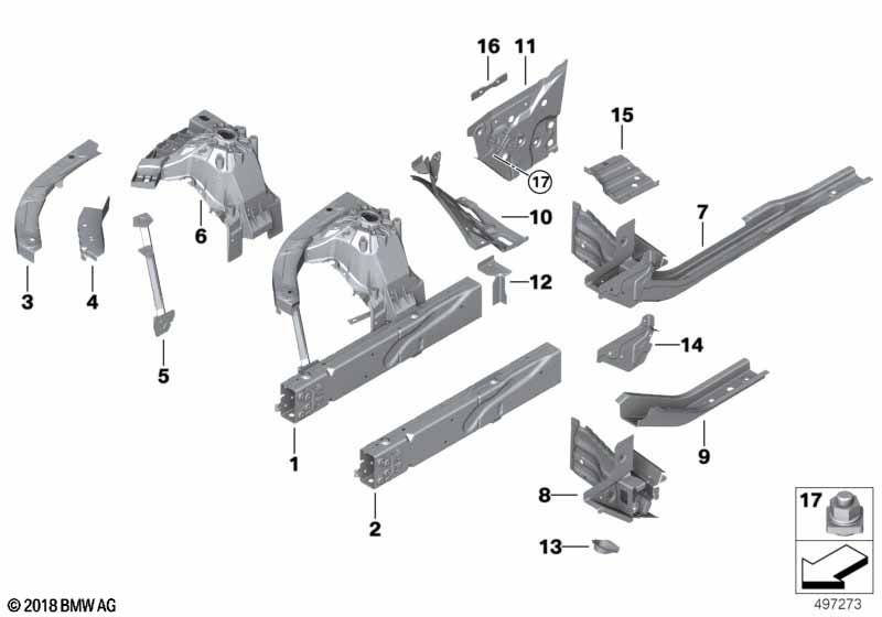 Genuine BMW 41007488030 G20 G21 Reinforcement, Side Frame, Right (Inc. 330e, 330d & M340iX) | ML Performance UK Car Parts