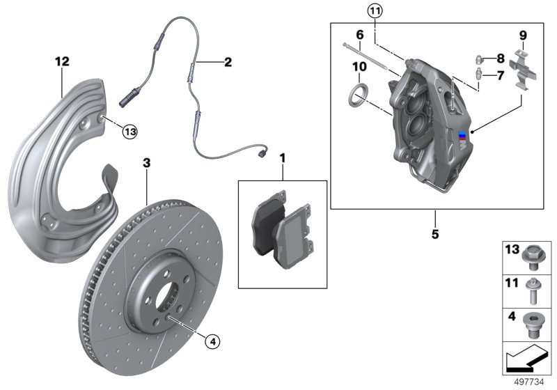 Genuine BMW 34106895648 Brake Disc Ventil.W.Punched Holes Fr.Ri. 374X36 M PERF. | ML Performance UK Car Parts