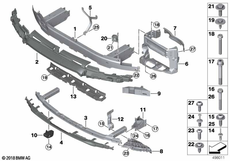 Genuine BMW 51117418224 G30 G31 Mount, Bumper, Front, Lower (Inc. M550iX, 520d ed & 520i) | ML Performance UK Car Parts