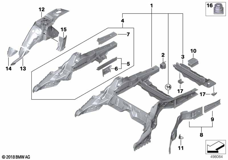 Genuine BMW 41007431634 G31 F90 G30 Extension, Side Member, Upper Right (Inc. 518d, 525d & 540i) | ML Performance UK Car Parts