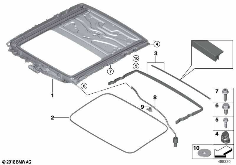Sliding lifting roof frame
