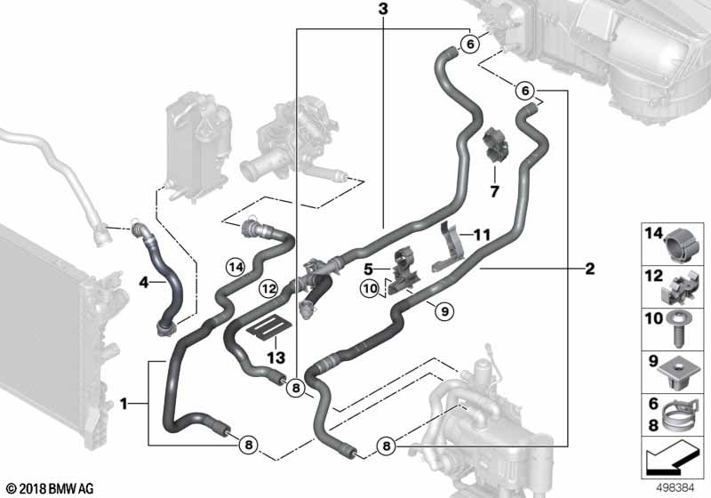 Coolant hoses for auxiliary heater