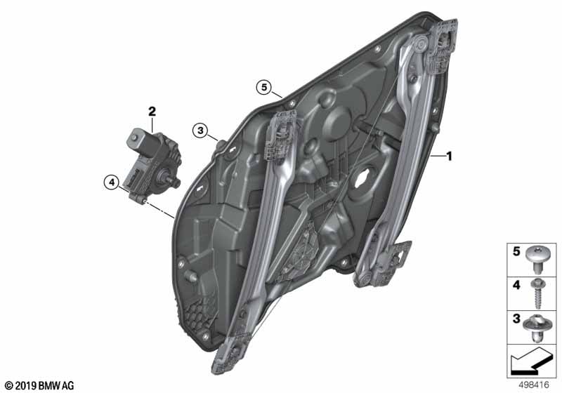 Okenní mechanismus dveří přední
