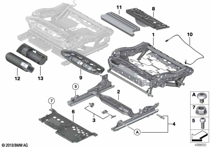 Seat, front, seat frame