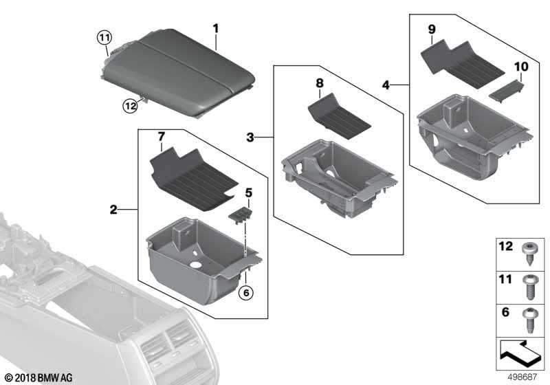 Genuine BMW 51166993211 G11 Armrest In Leather, Front Center SCHWARZ (Inc. 750LiX 4.4, 730LdX & 740Li) | ML Performance UK Car Parts