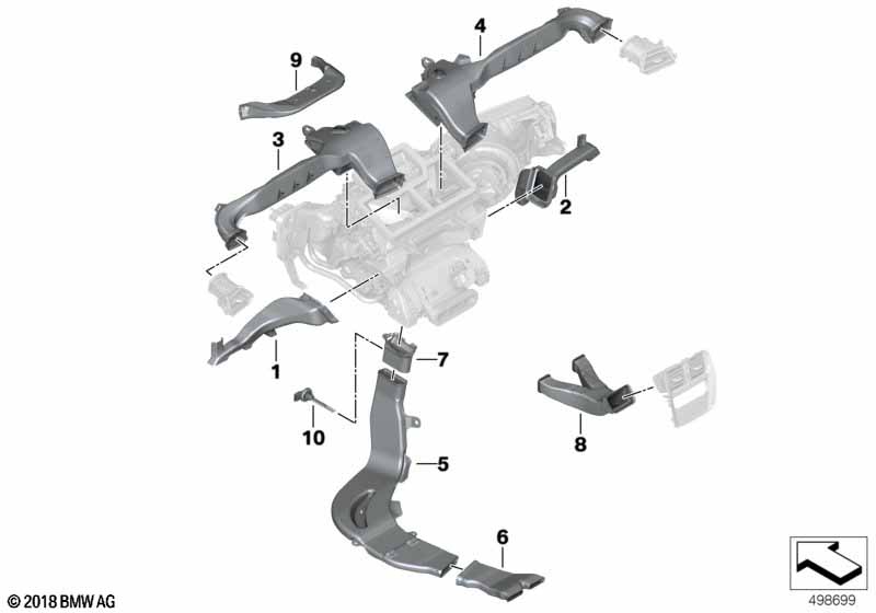 Genuine BMW 64227443140 G20 G21 Rear Pas.Compart.Heating Duct Rear Right (Inc. 330dX, 330e & M340iX) | ML Performance UK Car Parts