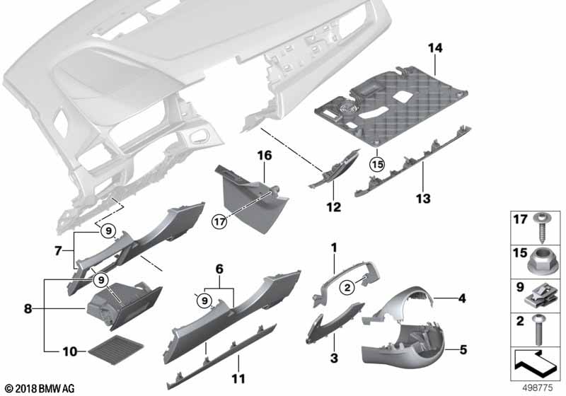 Genuine BMW 51456843860 F48 F46 Trim Panel, Steering Column, Bottom (Inc. X1 16d, X1 28iX & 220dX) | ML Performance UK Car Parts
