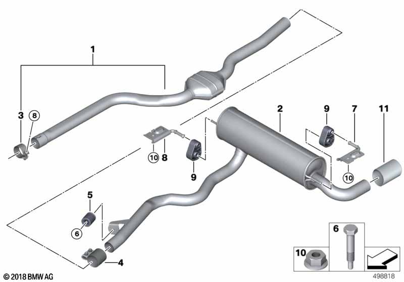 Exhaust system, rear
