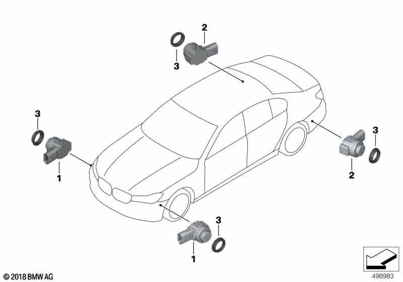 Genuine BMW 66209472226 G11 Ultrasonic Sensor, Royal Burgundy Red WC25 (Inc. 750LiX, 750LdX & 730d) | ML Performance EU Car Parts