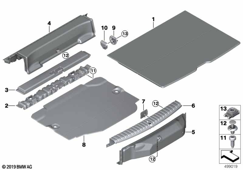 Trim panel, trunk floor