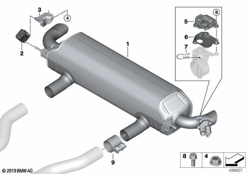 Exhaust system, rear