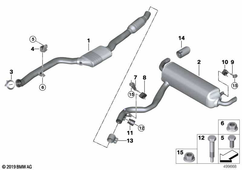 Exhaust system, rear