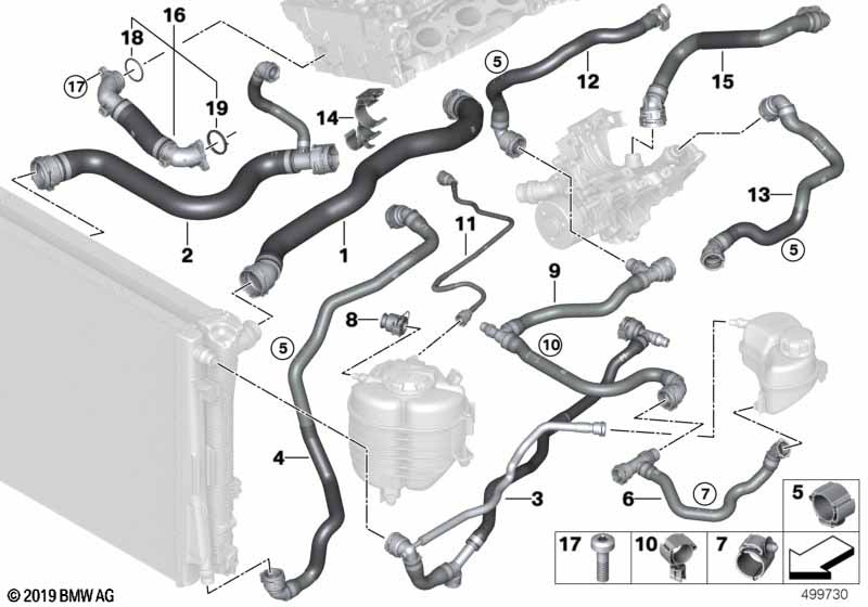 Genuine BMW 17128654846 G20 Coolant Return Line Charge-air cooler (Inc. 330e) | ML Performance EU Car Parts