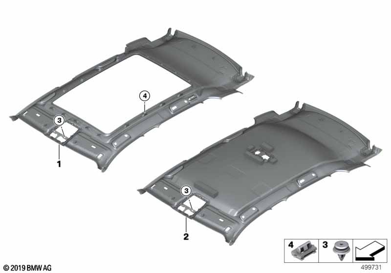 Genuine BMW 51447938232 G01 Headlining Panoramic Roof ELFENBEINWEISS (Inc. X3 30i, X3 30eX & X3 30iX) | ML Performance UK Car Parts