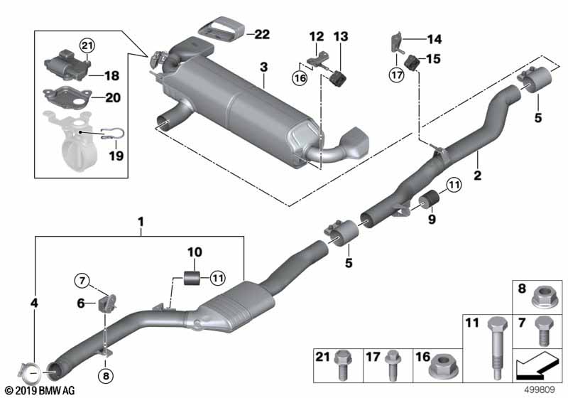 Exhaust system, rear