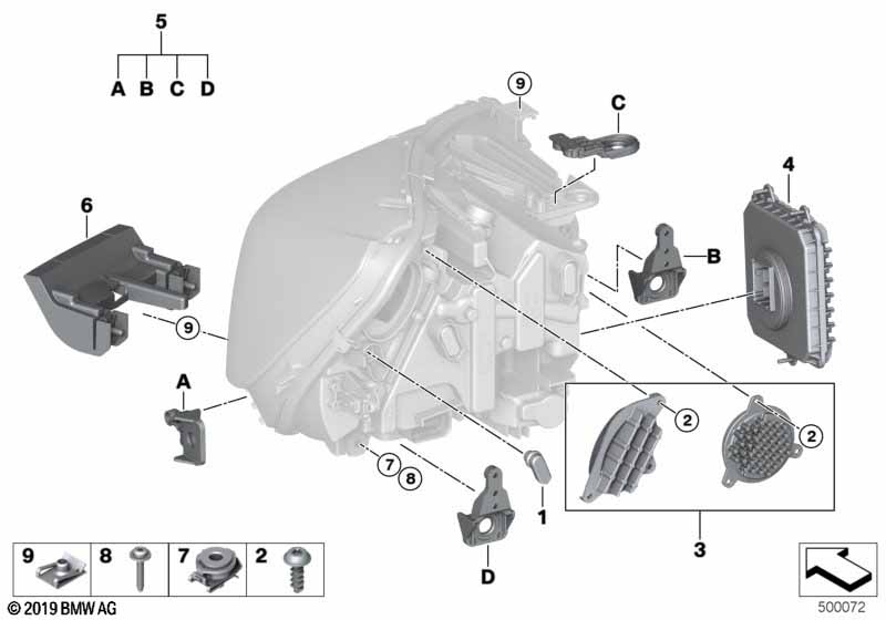 Single parts, headlight LED
