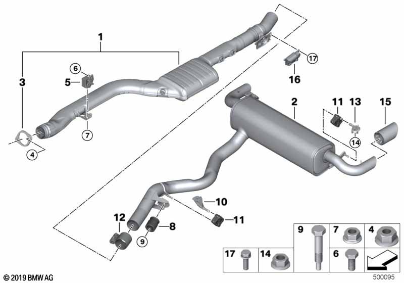 Exhaust system, rear