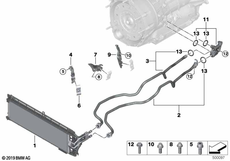 Genuine BMW 17228672935 G01 G02 Transmission Oil Cooler Line, Flow (In