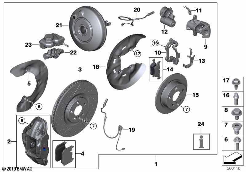 Genuine BMW 34206896721 F40 F44 Brake Caliper Housing, Red, Left 17