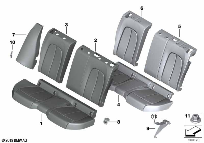 Seat rear, upholstery & cover base seat