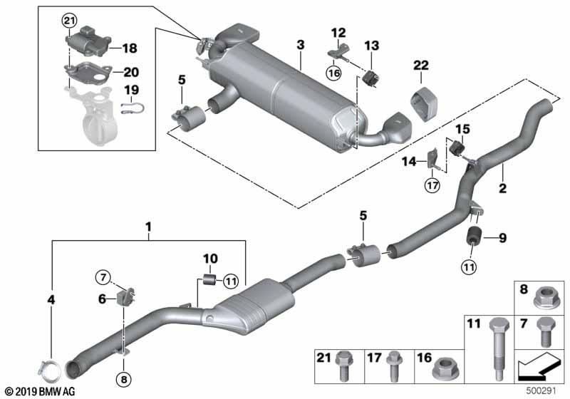 Exhaust system, rear