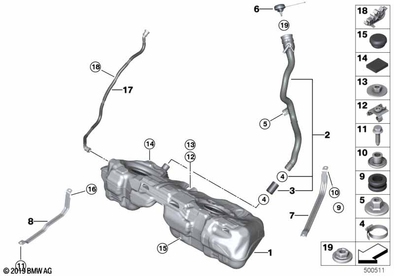 Fuel tank/mounting parts