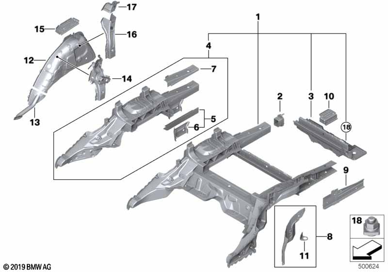 Rear wheelhouse/floor parts