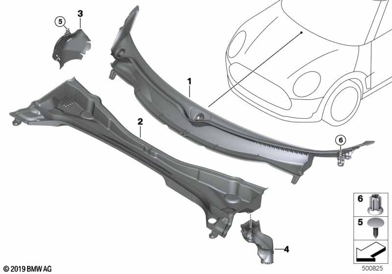 Trim, windshield cowl, outer