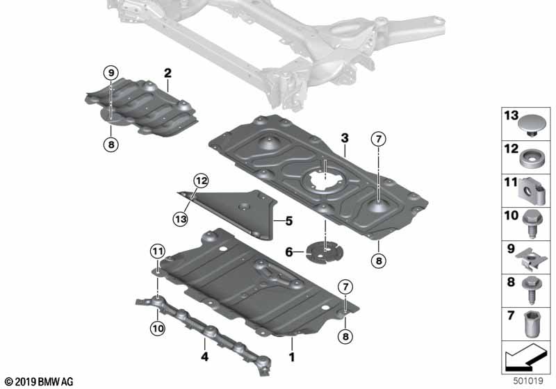 Front subframe, skid plate