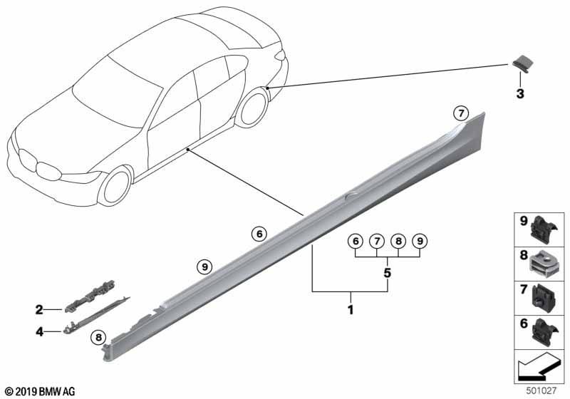 Genuine BMW 51778099909 G20 G21 Door Sill Cover, Primed Left M (Inc. M340i, 330iX & 330d) | ML Performance EU Car Parts
