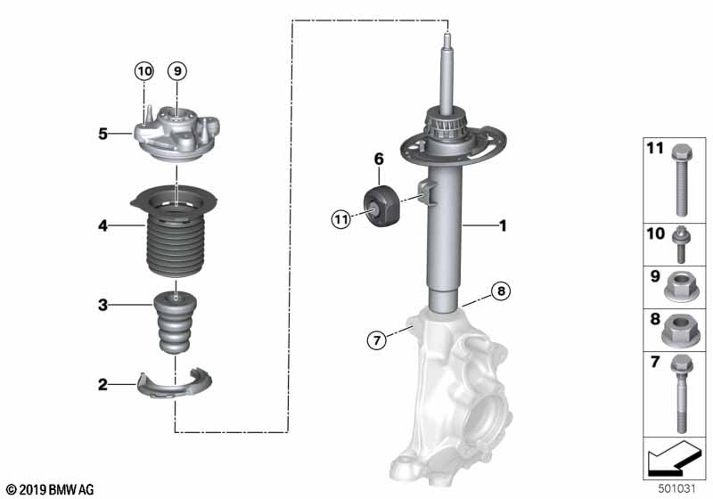 Mounting parts f front spring strut assy